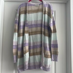 ORVIS long striped open front cardigan